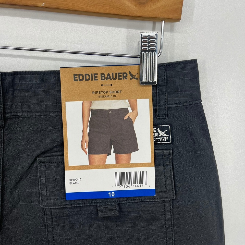Eddie Bauer Womens Black Ripstop Utility Shorts Size 10 1849046 5" Inseam NEW - Picture 7 of 14